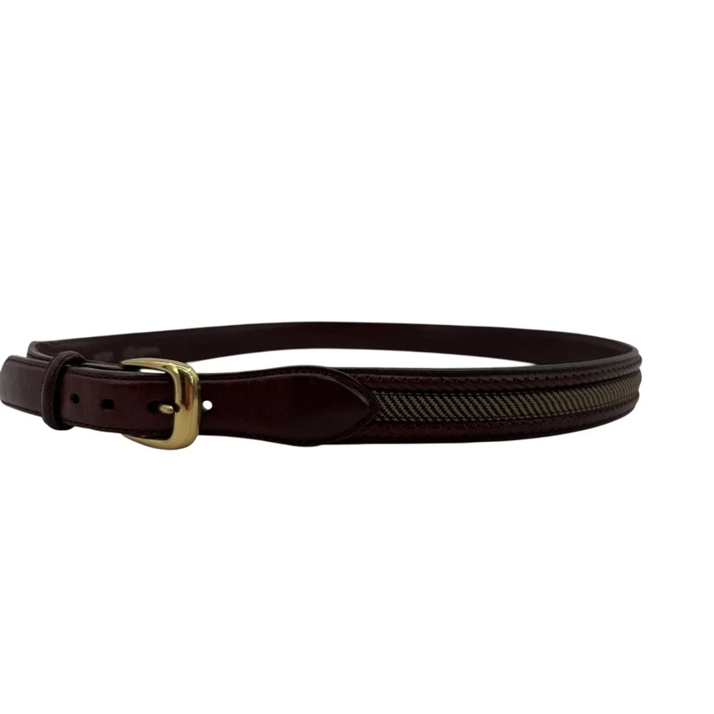 Brighton Brown Leather Belt Men's Size 42 Brass Buckle Braided Woven P2707